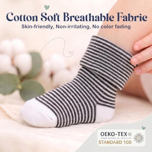 Mother's Choice Organic Cotton Baby Socks 0–6 Months, 12 Pairs Newborn & Infant Socks Soft Hypoallergenic Breathable Gentle On Delicate Skin Stretch Fit Comfortable Daily Essentials For Little Ones — view 6