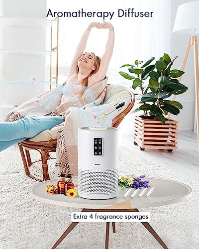 Air Purifiers for Home Large Room with Night Light up to 1600ft², VEWIOR H13 True HEPA Air Cleaner with Fragrance Sponge, Sleep Mode, Timer, Speed, Lock for Wildfire Smoke Pet Dust Pollen Odor — view 4