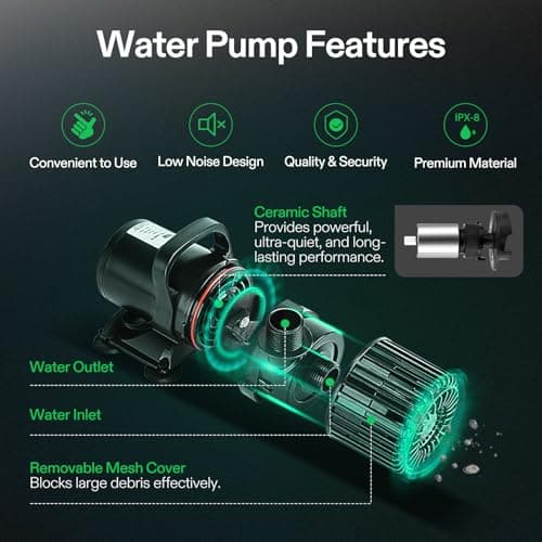 VIVOSUN 1600 GPH Submersible Water Pump, 100W Pond Pump, Ultra Quiet Aquarium Pump with 14FT. Lift Height for Pond, Waterfall, Fish Tank, Statuary, Hydroponic