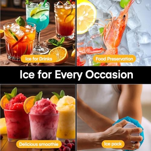 KMFurnila Nugget Ice Maker Countertop, Portable Ice Makers Machine with Removable Basket and Scoop, Self-Cleaning, Quiet, 6-Min Ready, 24lbs in 24Hrs, Visible, for Home, Party, RV, Camping, Black — view 7