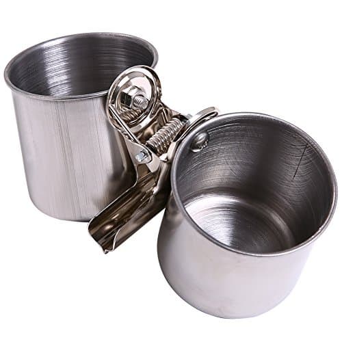 QBLEEV Bird Water Feeder Dishes Bird Bowl for Cage Coop Cups Parrot Food Hanging Pet Animal Stainless Steel Birdcage Bowls Feeding Perches Play Stand with Clamp — view 2