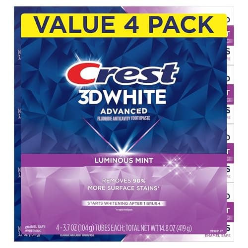 Crest 3D White Advanced, Teeth Whitening Toothpaste for Adults, 3.7 oz, 4 Pack, Cavity Protection Fluoride Toothpaste, Strengthens Enamel, Travel Size Toiletries — view 11