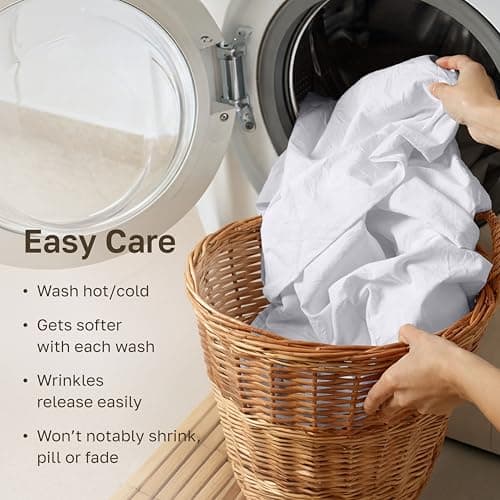 California Design Den 100% Cotton Sheets for Queen Size Bed Sheets with Deep Pocket, Queen Sheet Set with Sateen Weave, Cooling Sheets (White) — view 6