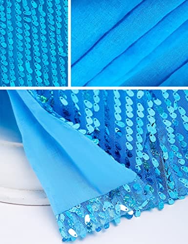 Luxury Princess Dress for Girls Costumes Birthday Party with Shining Long Cap Blue 6-7 Years — view 5