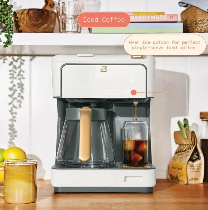 Beauti Multi Brew 12 Cup Programmable Drip & Single Serve Coffee Maker, Versatile Brewing (6oz, 8oz, 10oz, 12oz, 14oz), Pods or Ground, Over Ice option, Keep Warm mode (White) — view 5