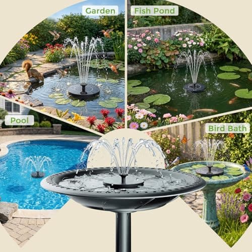 AISITIN Solar Fountain, Solar Bird Bath Fountains Pump with 6 Nozzles, 2026 Upgraded Free Standing Floating Solar Powered Water Fountain Pump for Bird Bath, Garden, Pond, Pool and Outdoor — view 2