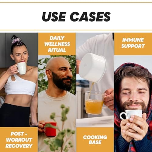 BROYA Turmeric & Ginger Chicken Bone Broth - Collagen Protein Rich and 100% Organic Chicken Broth - Keto and Paleo Friendly, Gluten-Free - Ready to Sip or Cook - 500 ml (Pack of 4) — view 5