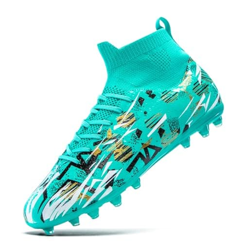 PMKZSES High-Top Soccer Cleats for Outdoor Training Matches Football Shoes Green