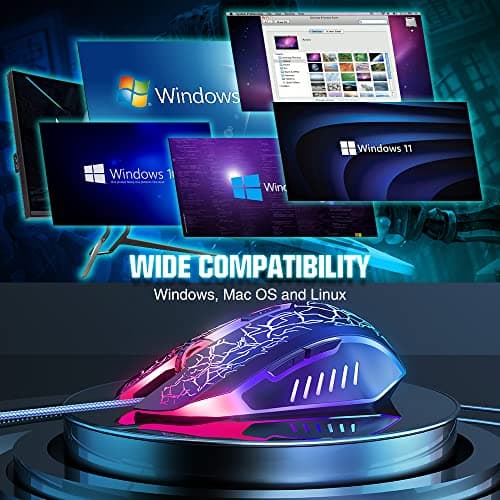 BENGOO Gaming Mouse Wired, Ergonomic Gamer Laptop PC Optical Computer Mice with RGB Backlit, 4 Adjustable DPI Up to 3600, 6 Programmable Buttons for Windows 7/8/10/XP Vista Linux -Black — view 3