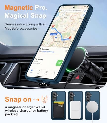 Janmitta Magnetic for Samsung Galaxy S26 Case,with Screen Protector+Wrist Strap,Compatible with MagSafe,Military Grade Drop Protection,Shockproof Slim Translucent Matte Phone Cover,Deep Blue — view 3