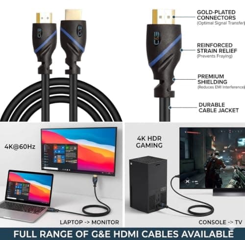 75ft (22.8M) High Speed HDMI Cable Male to Male with Ethernet Black (75 Feet/22.8 Meters) Built-in Signal Booster, Supports 4K 30Hz, 3D, 1080p and Audio Return CNE570709 — view 5
