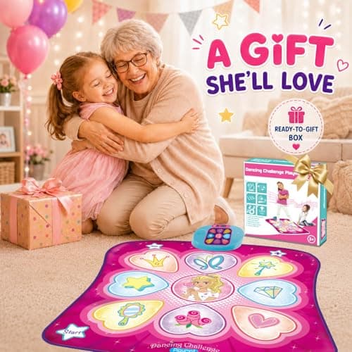 SUNLIN Dance Mat, Girls Toys Gifts for Kids Age 3-8, Dance Pad with LED Lights, Adjustable Volume, Built-in Music, 3 Challenge Levels, Christmas Birthday Gift for Girl 3-10 Years Old — view 5