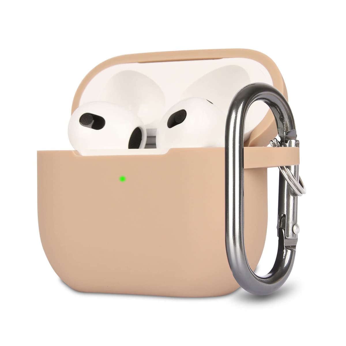 Funda de Silicona Compatible con AirPods 3, Anti-rasguños, Anti-Polvo, LED Frontal Visible, Funda Premium Silicona para AirPods 3.ª Generación (2021) con Mosquetón, Coral Orange — view 20
