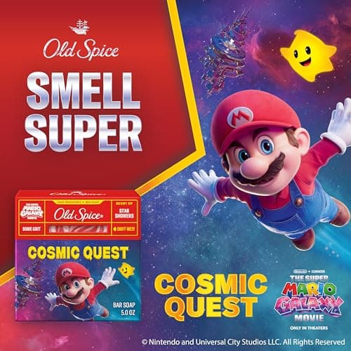 Old Spice Bar Soap for Men, x The Super Mario Galaxy Movie, Cold Pressed with Grit, Made with Natural Oils & Plant Based Cleanser, Star Showers with Juicy Pear & Cedarwood Scent, 5.0 oz — view 2