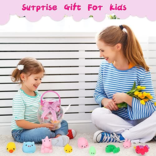 FUNNYB&G Kawaii Mochi Squishies Fidget Toy - 100 pcs Squishy Party Favors Kids Classroom Prize Birthday Goodie Bag Stuffers - Stress Relief Pack for Girls Boys Christmas Valentines Gift (Classic) — view 5