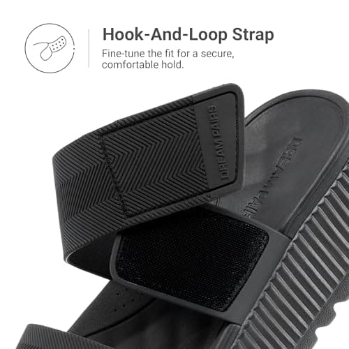 DREAM PAIRS Waterproof Slip On Platform Sandals,All Black,8 — view 7