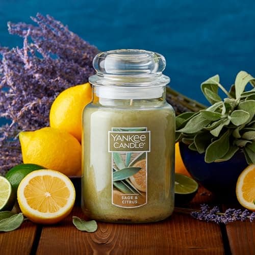 Yankee Candle Scented Candle, Sage & Citrus, Original Large Jar Candle, 110-150 Hours of Burn Time, 22 oz. — view 3