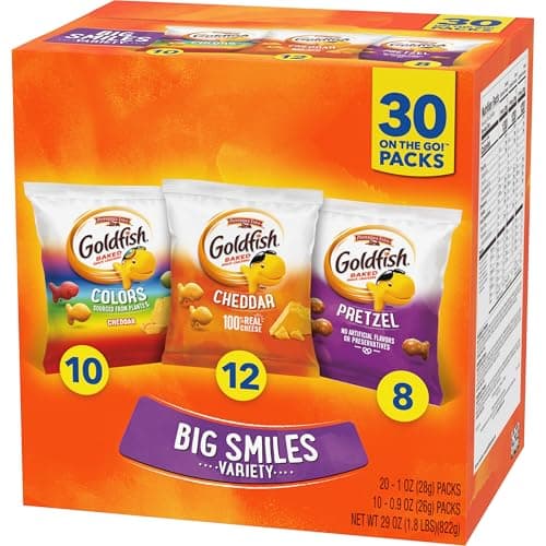 Goldfish Crackers Big Smiles Variety Pack with Cheddar, Colors, and Pretzels, Snack Packs, 30 Ct — view 8