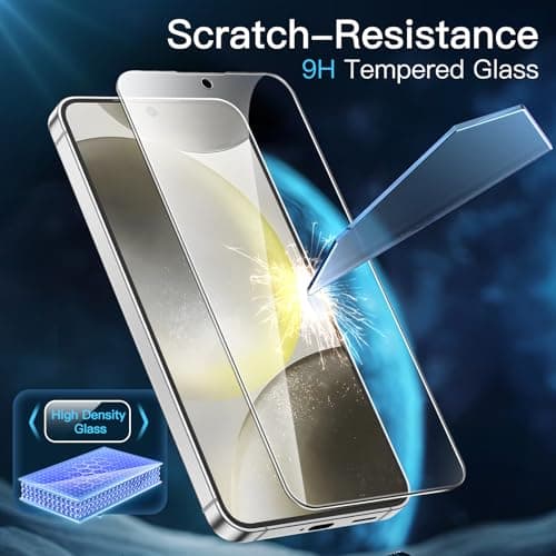 JETech Screen Protector for Samsung Galaxy S24 5G 6.2-Inch, Tempered Glass Film, Fingerprint ID Compatible, HD Clear, 3-Pack — view 3