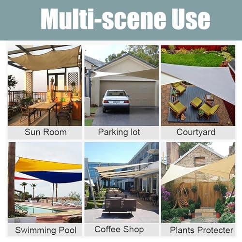 Insun 95% Sunscreen Anti UV Water Resistance Oxford Cloth Rectangle Sun Shade Sail Awning Shade for Outdoor Garden Patio Party Grey 6.5'x10' — view 5
