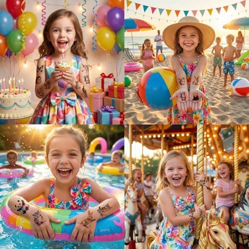 Keikihipa 216 PCS Watercolor Animals Kids Temporary Tattoo Set Party Favors — view 4