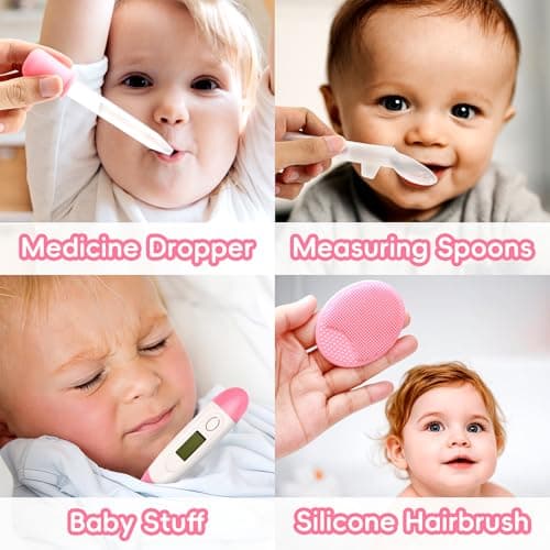 Baby Grooming Kit, Infant Safety Care Set with Hair Brush Comb Nail Clipper Nasal Aspirator,Baby Essentials Kit for Newborn Girls Boys (Pink Baby Grooming kit) — view 4