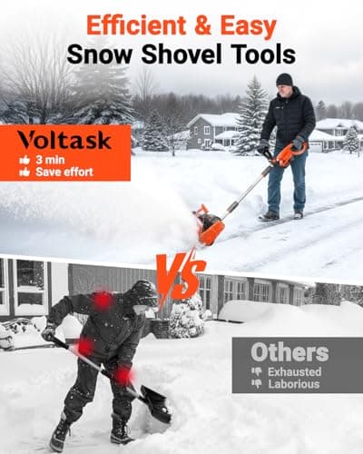 VOLTASK Cordless Snow Shovel, 24V | 13-Inch | 4-Ah Cordless Snow Blower, Battery Snow Blower with Directional Plate & Adjustable Front Handle (4-Ah Battery & Quick Charger Included) — view 3