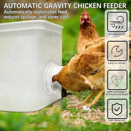DSTANA Chicken Feeder No Waste 12 Ports Automatic Poultry Feeder with 12 Stopper & 1 Hole Saw, Weatherproof Reusable DIY Chicken Feeders Kits for Buckets, Barrels, Bins(White) — view 2
