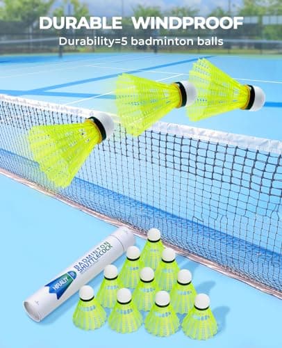 HIRALIY 6/12/24 Pack Badminton Birdies Nylon, 360 Nylon Glow in The Dark Badminton Shuttlecocks for Backyard, 2 Color Light Up Durable Set, Wind Resistant Ball for Family (Regular Birdies, 12) — view 5