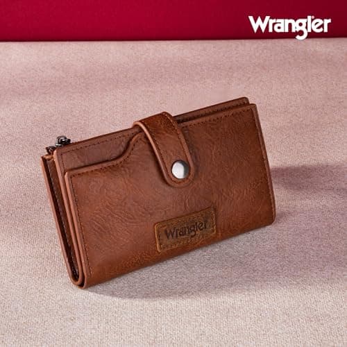 Wrangler Wallet for Women Bifold Card Holder with Zipper Pocket Ladies Clutch Purse with ID Window Brown WG119-W002BR — view 5
