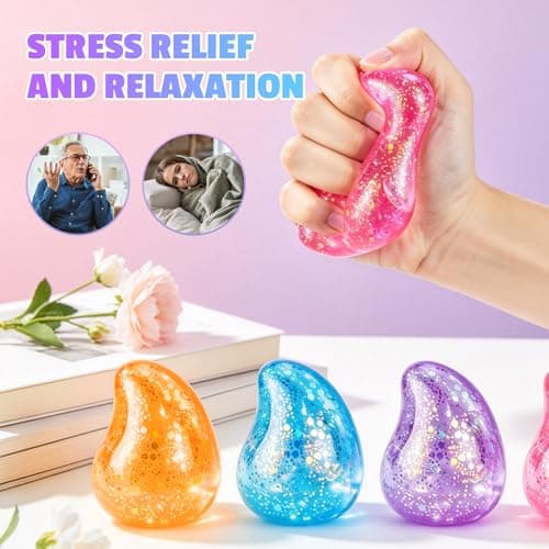 Drop Squishy Stress Balls,Raindrop Squishy Cube Squishies Anxiety Stress Relief Ice Squishy Malt Balls,Soft Sensory Calming Toys for Kids Teens, Party Favors & Classroom Prizes for Kids - Orange — view 4