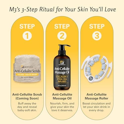 Firming Body Massage Oil with Collagen & Stem Cell – Helps Smooth the Appearance of Cellulite & Improve Skin Texture – Refreshing Aromatherapy Body Oil for Legs & Full Body – 8 Fl Oz by M3 — view 9
