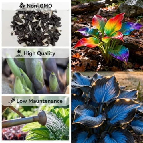 Dark Purple Heart Hosta Seeds, Midnight Blue Heart Hosta Plants, Easy to Plant, Ornamental Flowers for Planting Outdoors, Likes Humid Environment Unique and Beautiful Leaves for Gardens