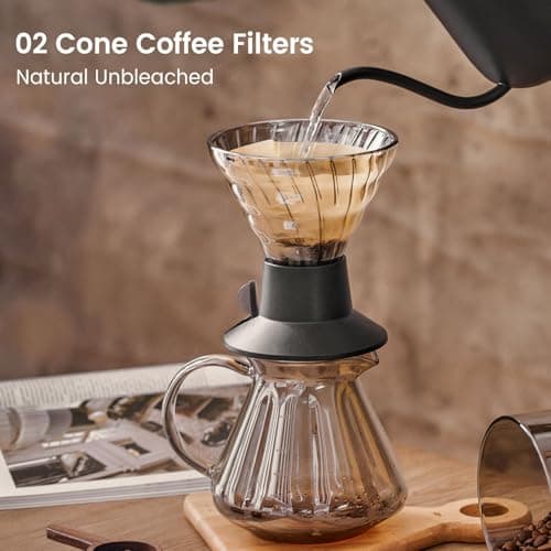 100 Count Cone Coffee Filters #2, Clinuse Unbleached Size 02 Coffee Filter 2-6 Cup, Disposable Natural Paper Filters, 02 Cone Filters for Pour Over and Drip Coffee Maker — view 4