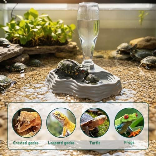 Yharnamite Reptile Water Dispenser, Terrarium Corner Bowl, Automatic Amphibians Water Bowl, Pet Aquarium Ornament for Tortoise Lizard Chameleon Turtle Frog Spider Gecko — view 3