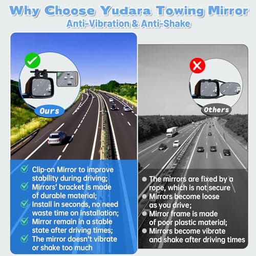 Universal Towing Mirrors, 2 Pack Universal Clip-on Side Mirror Extenders 360 Degree Rotation Adjustable Mirror Adjustable Side Mirror Extension for Towing,Suitable for Most SUV,Trailer,Jeep,RV,Truck ﻿ — view 5