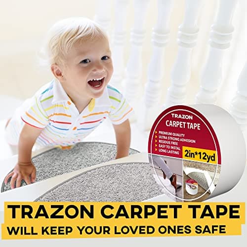 Carpet Tape Double Sided - Rug Tape Grippers for Hardwood Floors and Area Rugs - Carpet Binding Tape Strong Adhesive and Removable, Heavy Duty Stickers Grip Tape, Residue Free (2 Inch / 12 Yards) — view 6