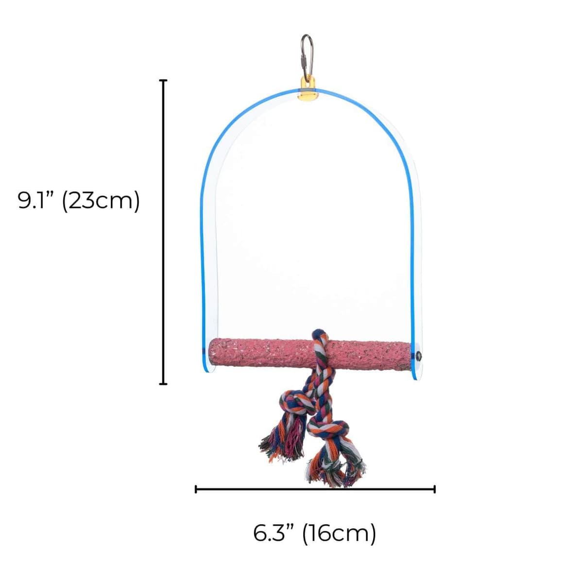 PARROT ESSENTIALS Sanded Nail Arch Swing Perch with Cotton Rope - Medium Parrot Toy Nest Swing for Nail Trimming - Wooden Bird Perch for African Grey, Amazon, Cockatoo - Pet Swing for Birdcage — view 2