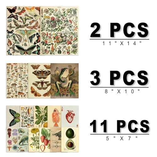 ANERZA 16 PCS Vintage Wall Art Decor, Botanical Cottagecore Wall Collage Kit for Bedroom, Farmhouse Posters for Room Aesthetic, Wall Prints Pictures for Living Room, Rustic Dorm Gallery Home Decor