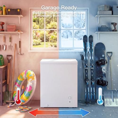 MEPTY 2.05 Cu.Ft Chest Freezer,Top Open Door Deep Freezer with 2 Removable Baskets,7 Adjustable Thermostat,Built-in LED Light,Quiet Energy Saving Freezers for Home,Kitchen,Garage Use — view 5