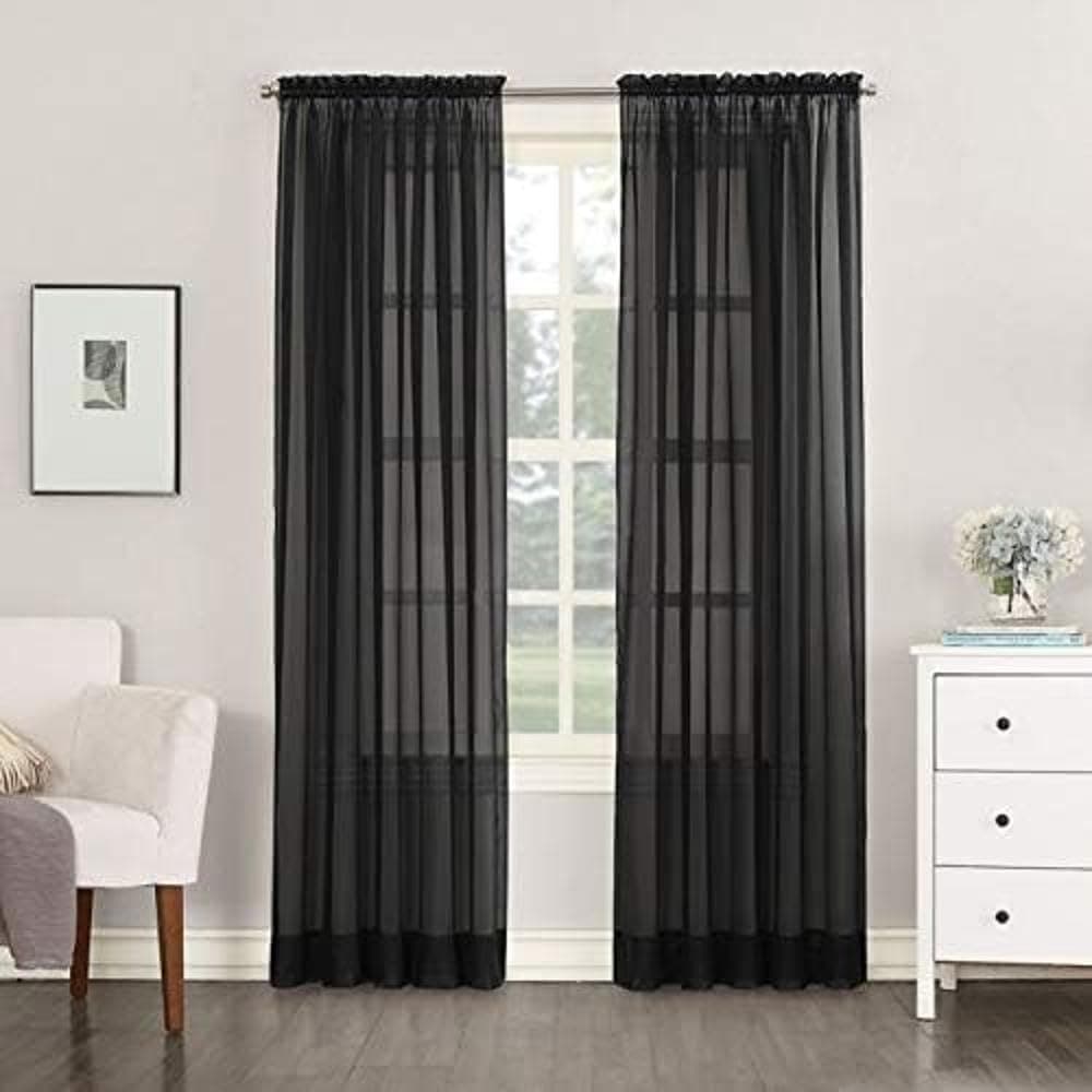 Megachest a pair of slot top voile curtains (Pure White, 56" wideX81 drop 2 Panels) — view 30
