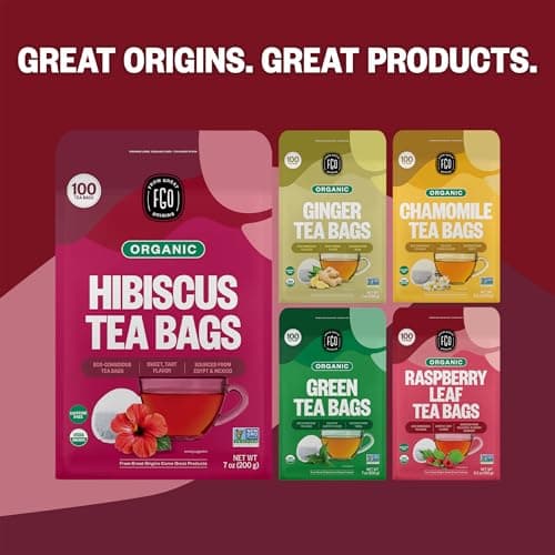 FGO Organic Hibiscus Tea, 100 Count, Eco-Conscious Tea Bags, Caffeine Free, Packaging May Vary (Pack of 1) — view 6