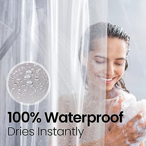 LiBa Shower Curtain PEVA 8G, 72x72 Inch Waterproof Clear — view 4