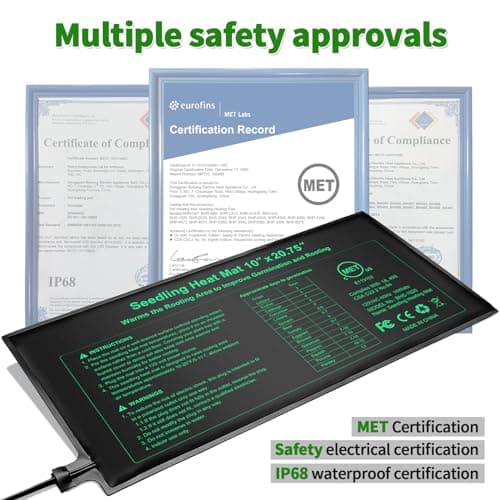 Bestio 10 in x 20.75 in Seedling Heat Mat, Waterproof Heat mats for Seed Starting, MET & UL Dual Certification Standard for Seeding, Greenhouse Growing — view 6