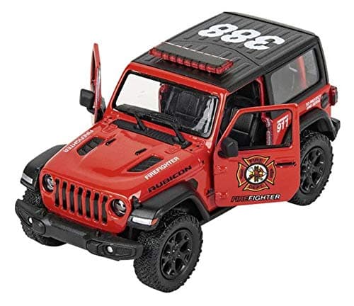 KiNSMART - Jeep Wrangler Rubicon Off Road 4x4 5 inch 1:34 Scale Die Cast Model Replica Toy Car (Rescue Fire)