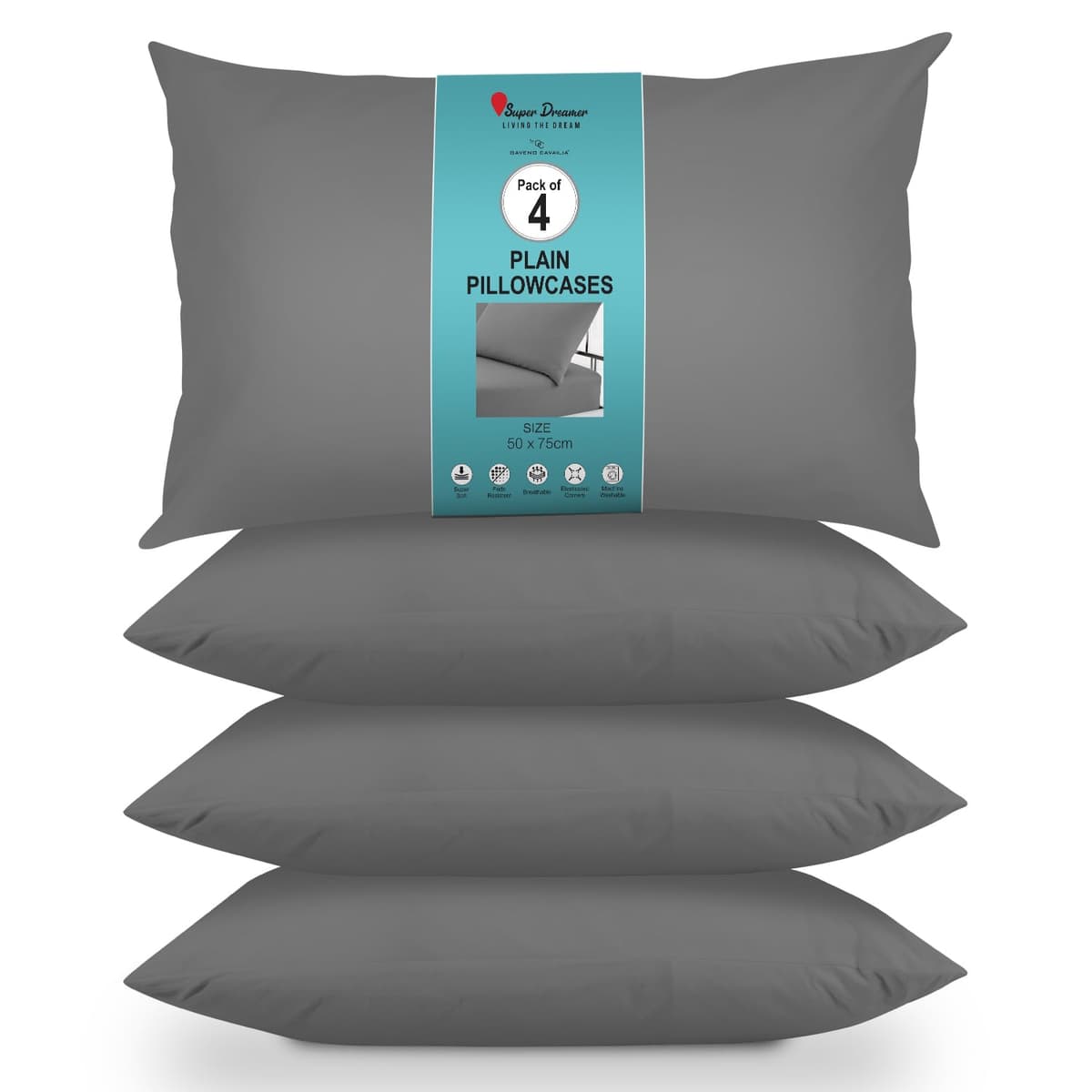 GC GAVENO CAVAILIA Fitted Sheet Single Bed (91 x 190cm) - Grey Bedding Sheets - Plain Dyed Microfiber Bed Sheets Single - (10 inch) 25cm Deep Pocket Bottom Sheet - Easycare - Wrinkle & Fade Resistant — view 94
