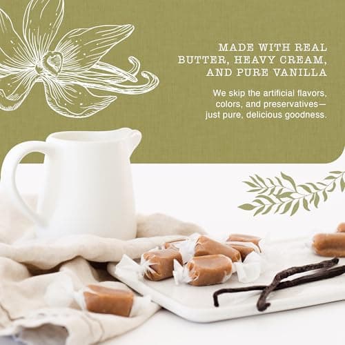 Taras Gourmet Vanilla Caramels | All Natural Candy | Creamy & Individually Wrapped with Real Butter (20 oz) — view 3