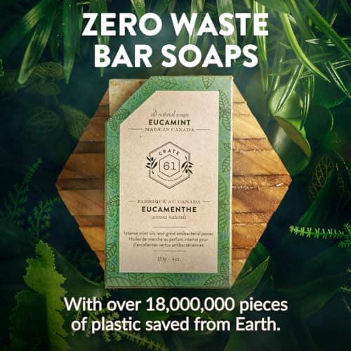 CRATE 61 ORGANICS Vegan Natural Bar Soap, Handmade Soap With Premium Essential Oils, Cold Pressed Face And Body For Men Women 3 Pack, (4 oz, Bars) (Eucamint) — view 7