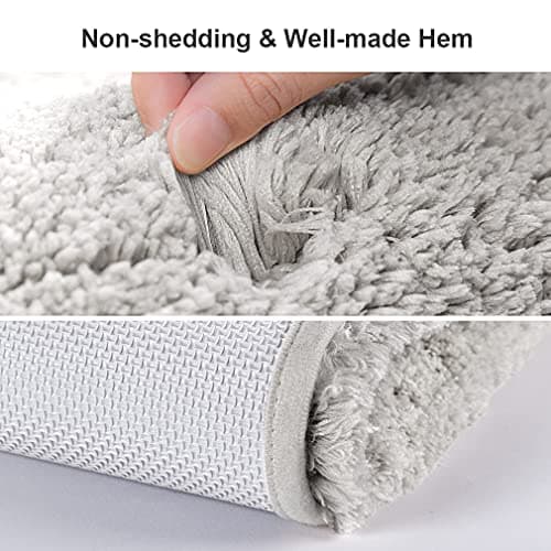 VANZAVANZU Bathroom Runner Rugs 20"x70" Ultra Soft Absorbent Non Slip Fluffy Thick Microfiber Cozy Bath Mat for Tub Shower Bathroom Floors Accessories(Light Gray) — view 3