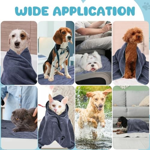 WOUSEDO Microfiber Dog Towels for Drying Dogs,40'' X 23.6'', Super Absorbent and Soft Pet Grooming Towel, Perfect Shower & Bath Supplies for Dogs(2-Pack Grey) — view 6